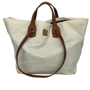 Dooney & Bourke leather and cream nylon tote bag